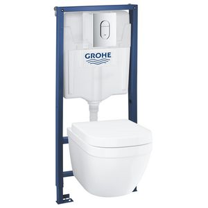 Wandcloset combipack euro incl. rapid inbouwreservoir/zitting/bed.plaat chroom VVE=4