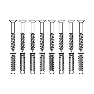 Set a 8st. Bev.materiaal schroeven 6x70plug SX8v. mas.muren