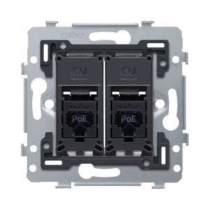 Mechanisme 2 RJ45-aansl.en UTP Cat. 6A PoE++ vlak