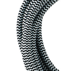 Lengte a 3m. Textielsnoer 3C 3x0,75mm² zwart/wit