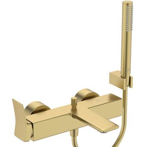 Conca bad/douchemengkraan met badset brushed gold (mat goudkleurig)