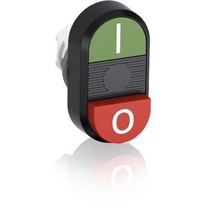 Dubbele drukknop verhoogd groen/rood I/Otekst