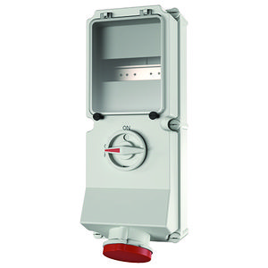 Wandcontactdoos 63A 4-polig  6H 400V IP44 + rail