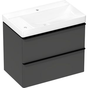 Badmeubel Xelu Q set Diamond Matt Grey 780/475 LI. greep mat zwart