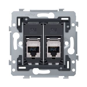 Mechanisme 2 RJ45-aansl.en STP Cat. 6 PoE++ vlak