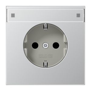 Wandcontactdoos aluminium met R/A & tekstvenster LS