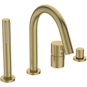 Joy badmengkraan 4-gats badrand met uitloop brushed gold (mat goudkleurig)