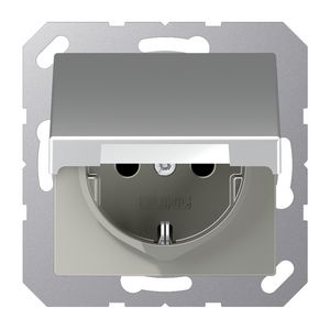Wandcontactdoos A500 alu.slagv.besch.cont. klapd.