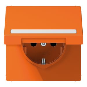 Wandcontactdoos oranje m.R/A klapdeks.&tekstva LS990
