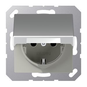 Wandcontactdoos alu.slagv m.R/A klapd.&kiveil. A500