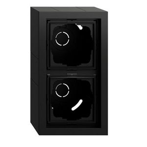 opbouwbehuizing 2-voudig + Afdekraam Gira F200 zwart m(gel.)