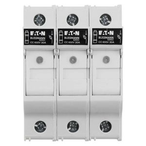 Zekeringhouder laagspan.30 A AC 600 V 10x38mm CC 3P UL VVE=4