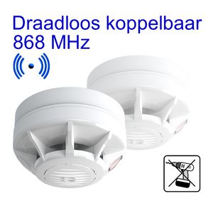 Hittemelder draadloos koppelbaar incl.3V vaste lithum batterij 10jaar