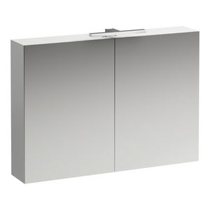 Base spiegelkast 1000x700x185mm wit hggl. m.LED-verl. 2xdeur