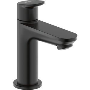 Wave 1-hendel fonteinwaterkraan mat zwart  sprong 90mm incl. aansluitslang 1/2"x3/8"45cm