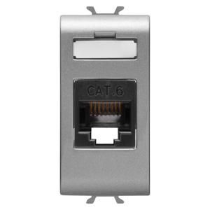 RJ45 CONTACTDOOS-CATEGORIE 6-UTP-1 MODULE-TITANIUM -