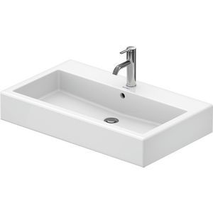 VERO #045480 wastafel 800mm wit met kraangat met overloop geslepen onderzijde