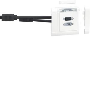 HDMI en VGA contactdoos met afdekking en kabel verkeerswit