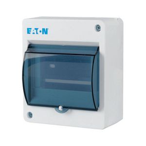 Inst.kast, opb., IP30, 1x5TE, ABS, transp.venster, incl. nulklem 1x16m Eaton