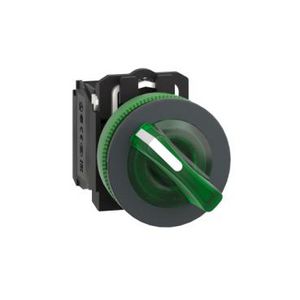 Illum.selector switch Flush mounted plastic green 30 2 pos