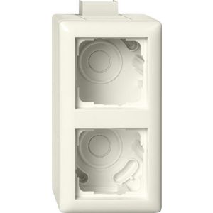 opbouwbehuizing 2-voudig + Afdekraam + K/P25 Gira Standard 55 creme wit