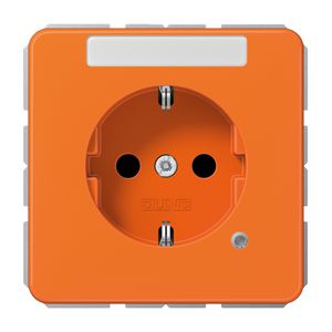 Wandcontactdoos oranje m.R/A tekstvast&glimlamp CD500