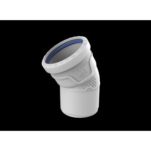 Bocht PP AS+ geluidsarm 30° lichtgrijs 75mm mof x spie