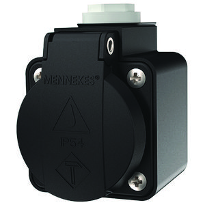 Wandcontactdoos 16A 2P+A 230V IP44 SCHUKO zwart