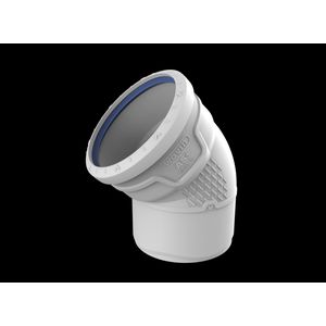 Bocht PP AS+ geluidsarm 45° lichtgrijs 200mm mof x spie
