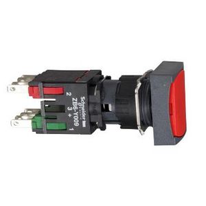 Drukknop Verzonken Terugvering Ø16mm 1NO + 1NC Rood