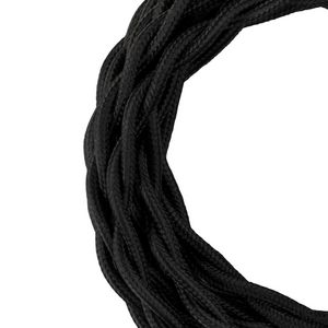 Lengte a 3m. Textielsnoer gedraaid 2C 2x0,75mm² zwart