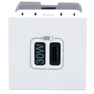 USB lader 30W PD 2 modulen wit Mosaic
