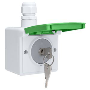 Spuitwaterdicht fietsoplaadpunt 16 A/250 Vac+randaarde besch