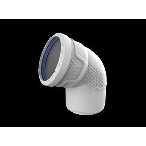 Bocht PP AS+ geluidsarm 67° lichtgrijs 90mm mof x spie