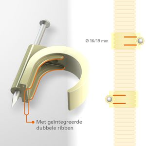 Spijkerclip halogeenvrij flexbuis 16-19/20mm creme VVE=100