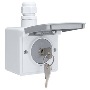 Spuitwaterdicht stopcontact met slot 1xM20 insteekklemmen randaarde grijs
