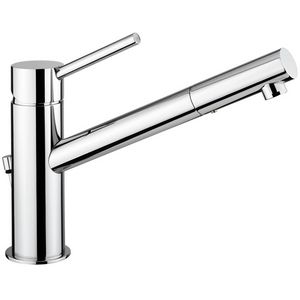 Wastafelmengkraan BIRILLO 1-h. lange uitloop 210mm met waste-inrichting chroom