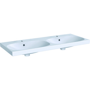 Acanto dubbele wastafel 120x49cm met 2x kraangat met overloop wit
