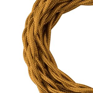 Lengte a 3m. Textielsnoer gedraaid 2C 2x0,75mm² metaal goud