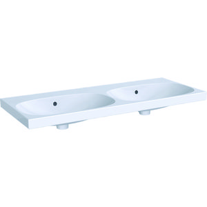 Acanto dubbele wastafel 120x49cm zonder kraangat met overloop wit