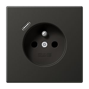 Wandcontactdoos penaarde + lader LS antraciet USB C