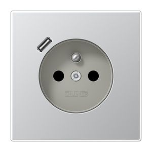 Wandcontactdoos penaarde + lader LS alu USB C