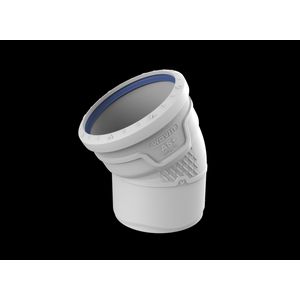 Bocht PP AS+ geluidsarm 30° lichtgrijs 125mm mof x spie