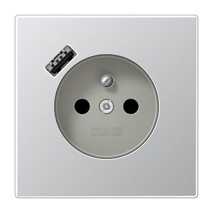 Wandcontactdoos penaarde + lader LS alu USB A