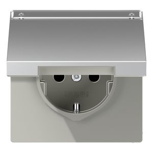 Wandcontactdoos aluminium m. R/A klapd.& tekstvast LS