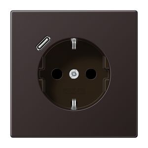 Wandcontactdoos + lader LS alu dark USB C
