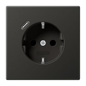 Wandcontactdoos + lader LS antraciet USB C