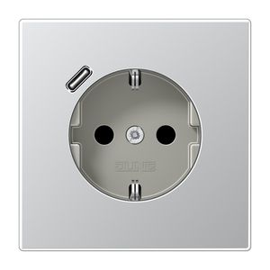 Wandcontactdoos + lader LS alu USB C