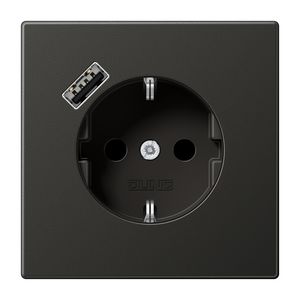 Wandcontactdoos + lader LS antraciet USB A