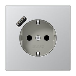 Wandcontactdoos + lader LS alu USB A